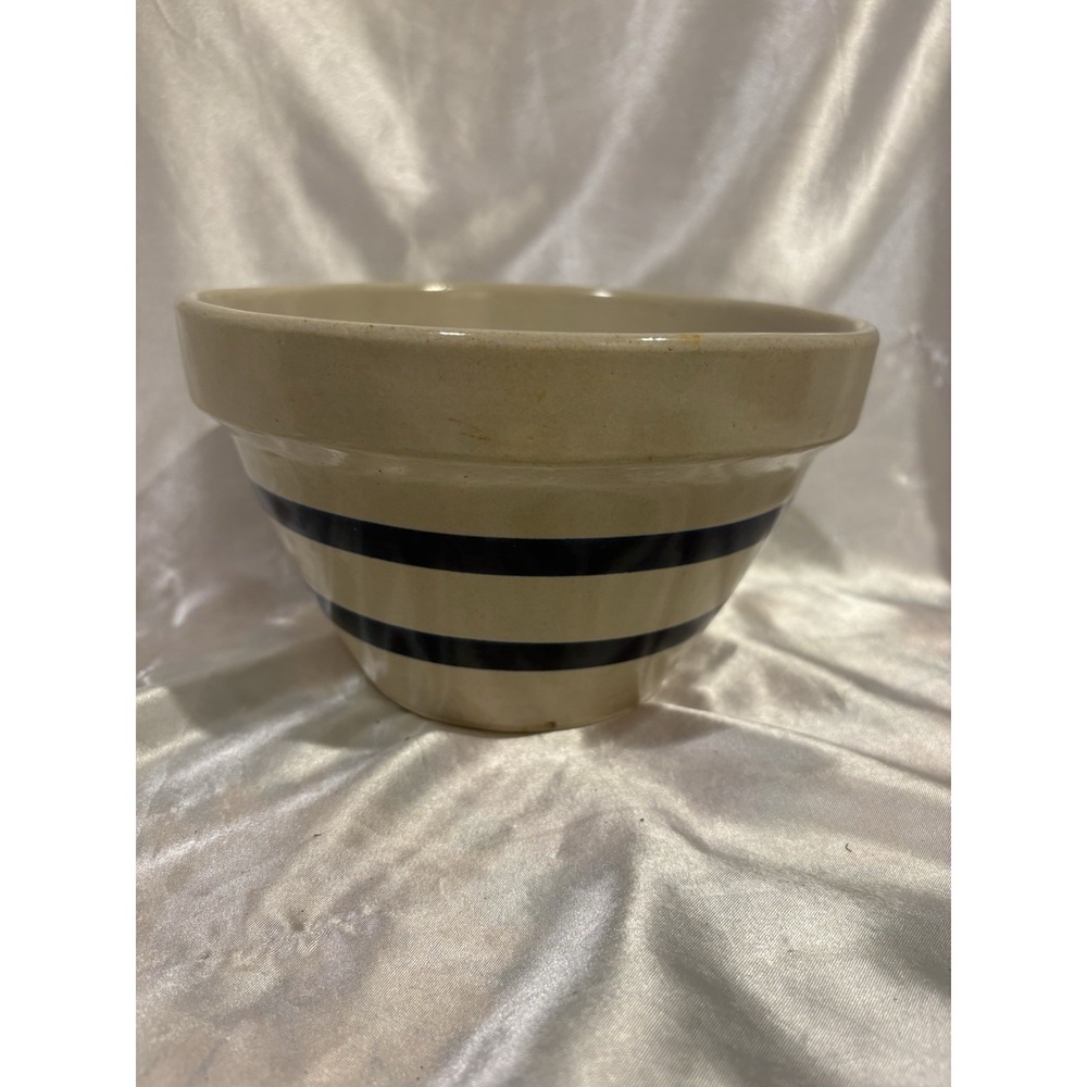 Vintage RRP Co 8 Inch Mixing Bowl Double Blue Stripe Robinson Ransbottom Ohio
